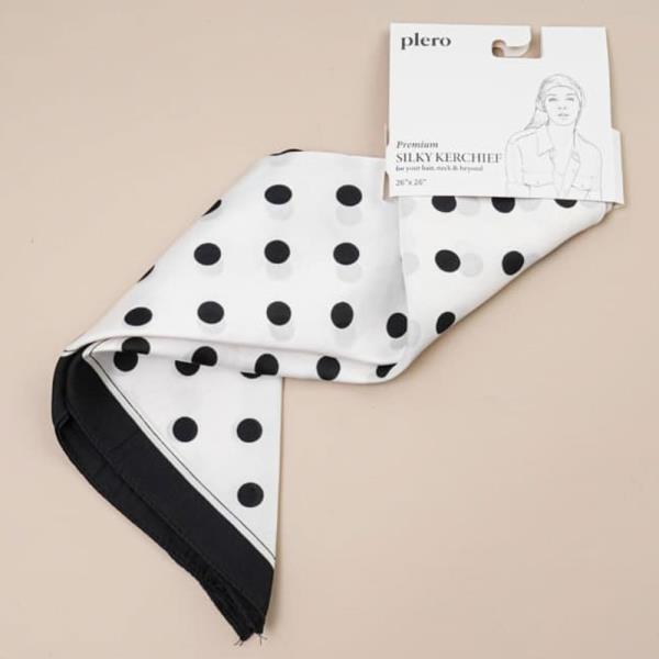 POLKA DOT SILKY BANDANA SQUARE NECK SCARF