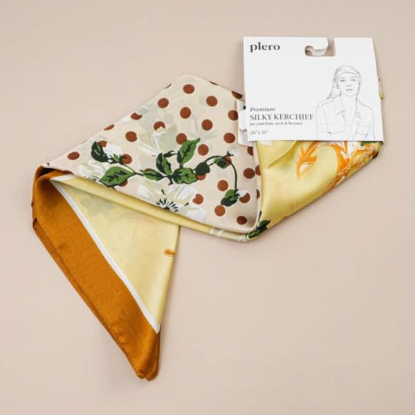 FLORAL POLKA DOT SILKY BANDANA SQUARE NECK SCARF
