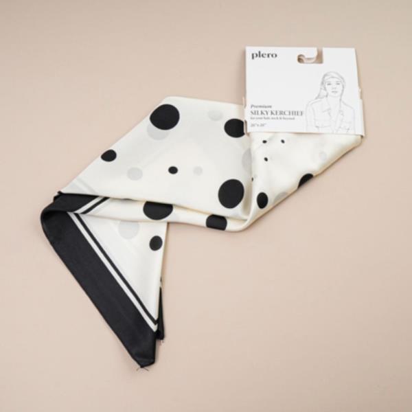 POLKA DOT BORDER SILKY BANDANA SQUARE NECK SCARF