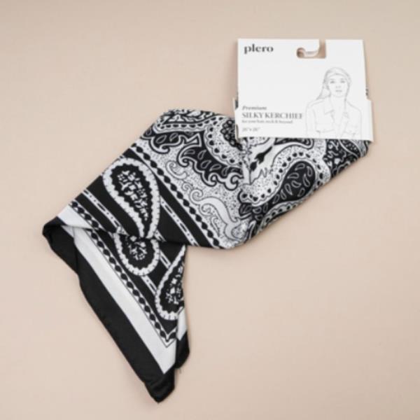 ABSTRACT PAISLEY SILKY BANDANA SQUARE NECK SCARF