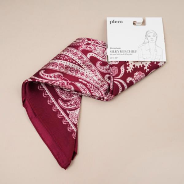 PAISLEY STRIPE SILKY BANDANA SQUARE NECK SCARF