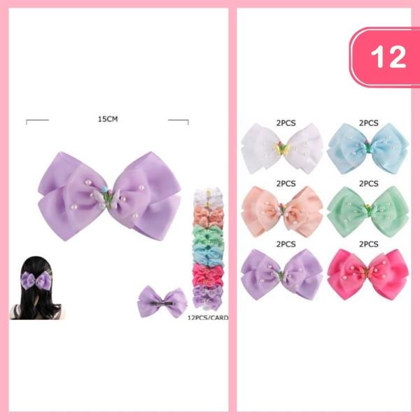 RIBBON PERAL BUTTERFLY HAIR BOW (12 UNITS)