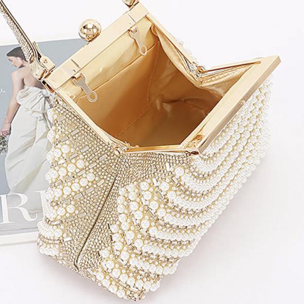 RHINESTONE AND PEARL PARTY CLUTCH BAG