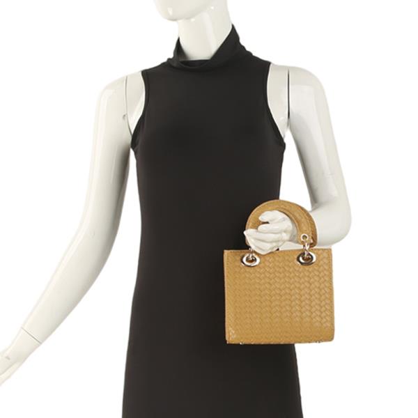 WOVEN DESIGN HANDLE SATCHEL BAG