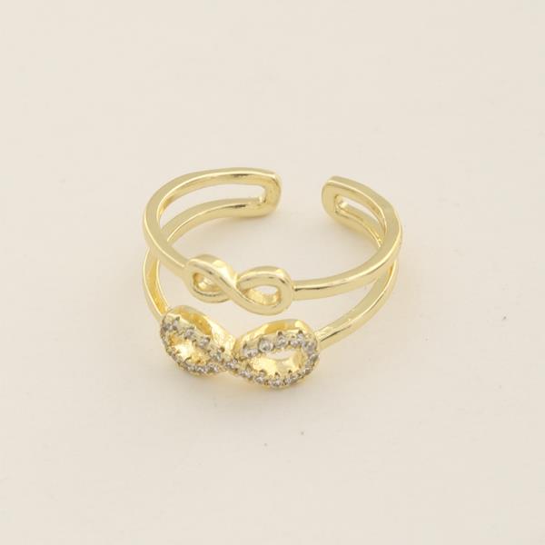 SODAJO INFINITY LOOP CZ GOLD DIPPED ADJUSTABLE RING