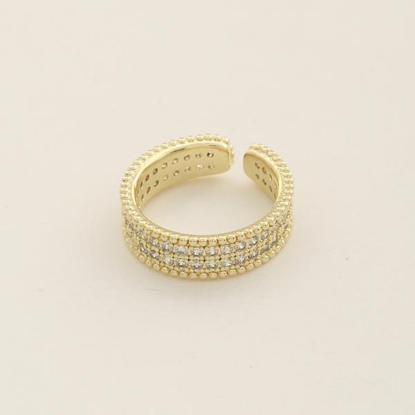 SODAJO MULTI ROW DESIGN CZ GOLD DIPPED ADJUSTABLE RING