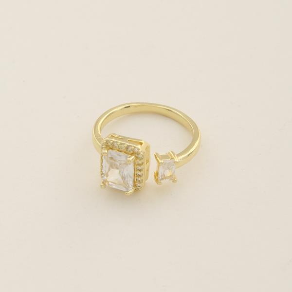 SODAJO CUT STONE CZ GOLD DIPPED ADJUSTABLE RING
