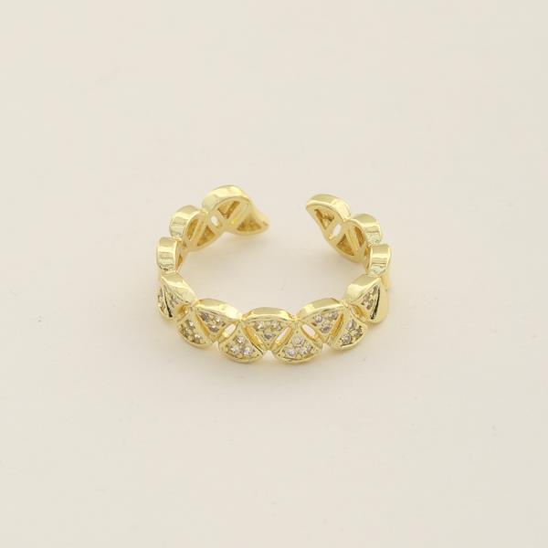 SODAJO PATTERN DESIGN CZ GOLD DIPPED ADJUSTABLE RING