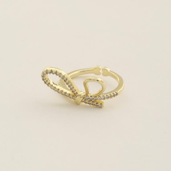 SODAJO BOW DESIGN CZ GOLD DIPPED ADJUSTABLE RING