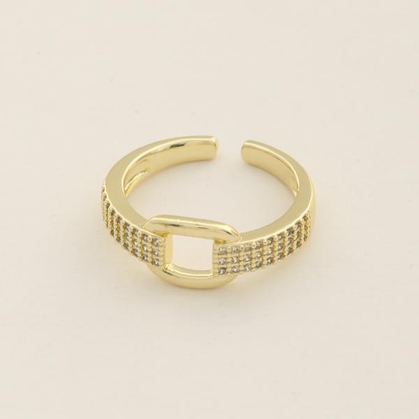 SODAJO BUCKLE DESIGN CZ GOLD DIPPED ADJUSTABLE RING