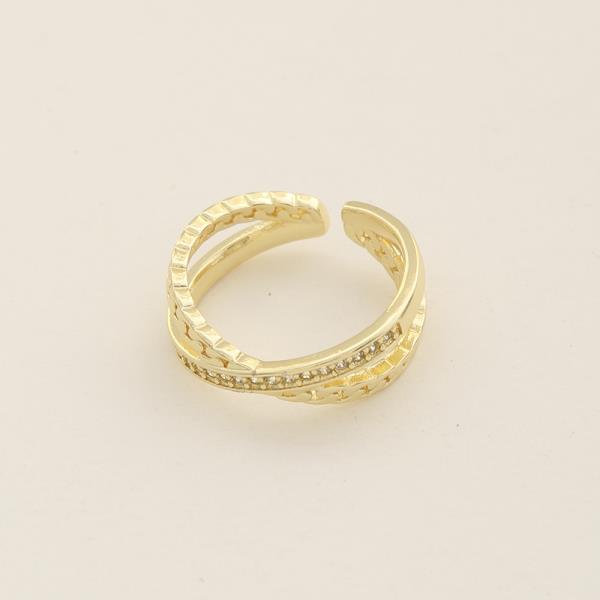 SODAJO CROSSED CZ GOLD DIPPED ADJUSTABLE RING