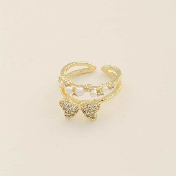 SODAJO BUTTERFLY PEARL CZ GOLD DIPPED ADJUSTABLE RING
