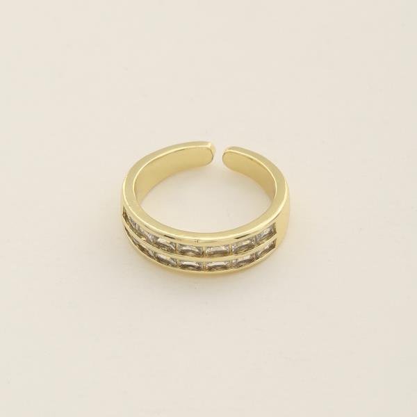 SODAJO CUT ROW CZ GOLD DIPPED ADJUSTABLE RING