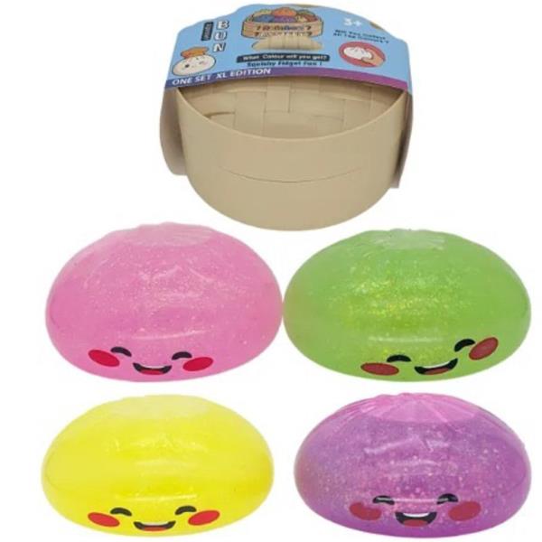 17CM GLITTER DUMPLING SQUISHY SQUEEZE TOY (4 UNITS)