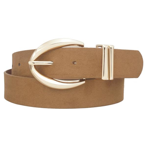 MICROSUEDE POINT OVAL BUCKLE W/ FLUID DOUBLE LOOP BELT