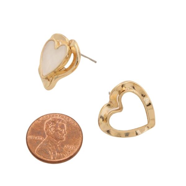 SODAJO GOLD DIPPED HEART POST EARRING