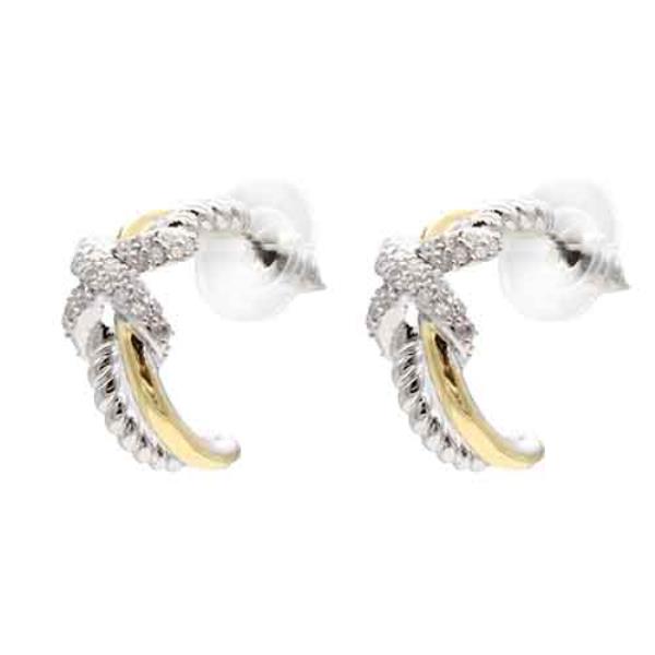 14K  GOLD PLATED TWO TONE HOOP EARRINGS