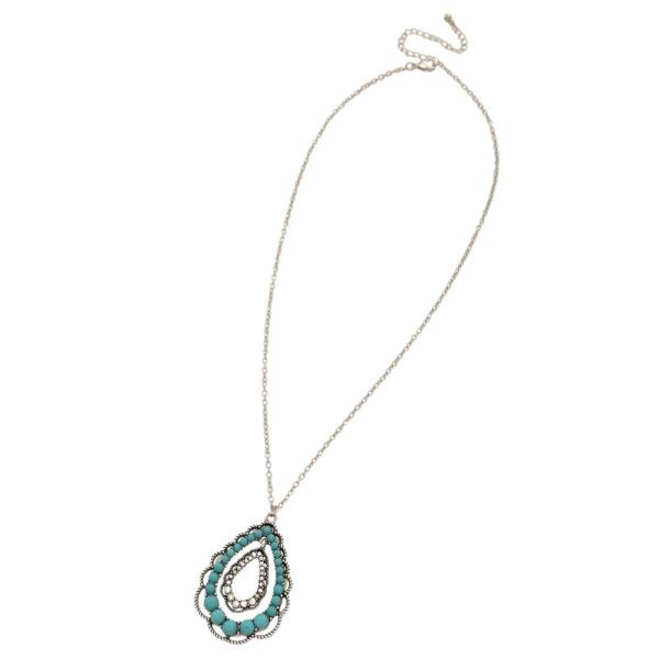 METAL CHAIN WESTERN TEARDROP PENDANT NECKLACE