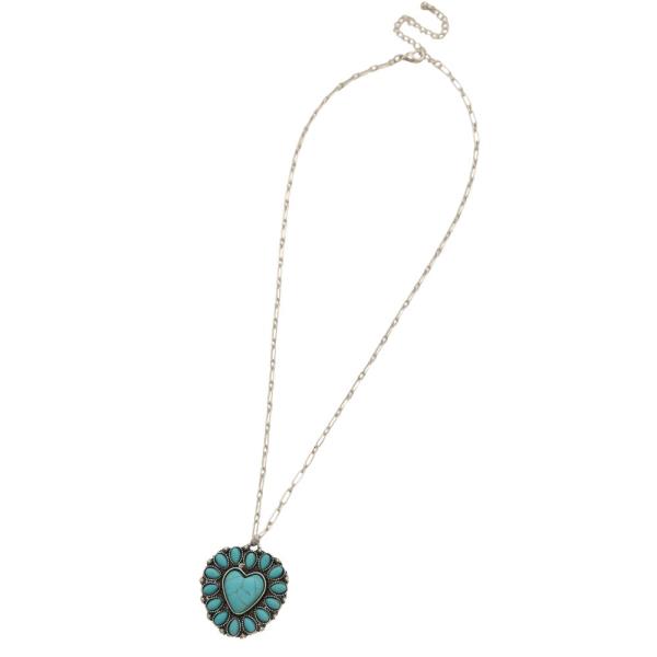 METAL CHAIN WESTERN HEART PENDANT NECKLACE