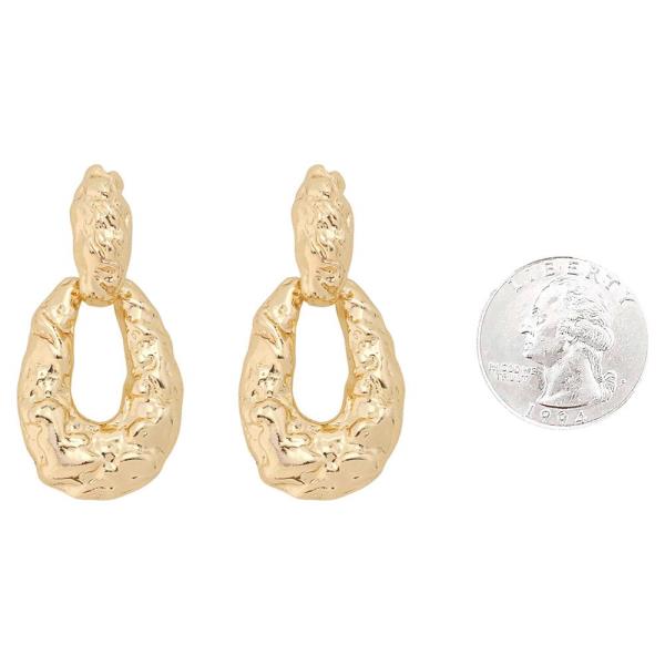HAMMERED DOUBLE OVAL DROP EARRING