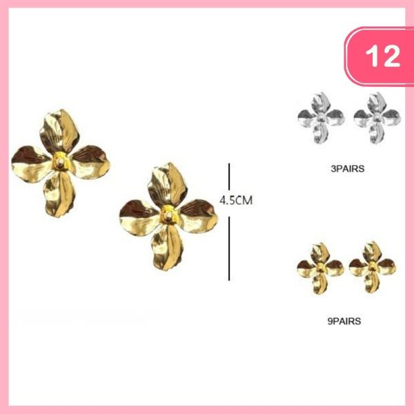 METAL FLOWER POST EARRING (12 UNITS)