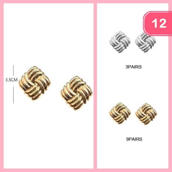 TEXTURED POST METAL EARRINGS (12 UNITS)