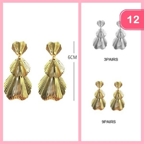 METAL SEASHELL EARRINGS (12 UNITS)