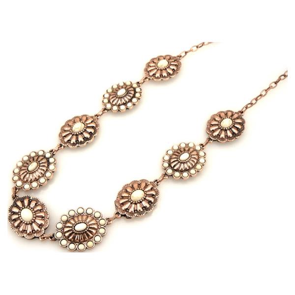 WESTERN TURQUOISE FLORAL CONCHO NECKLACE
