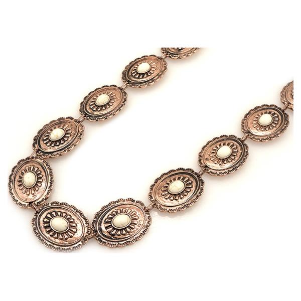 WESTERN TURQUOISE OVAL CONCHO NECKLACE