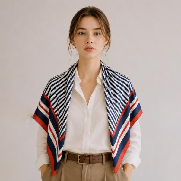 STRIPE PRINT SQUARE SCARF