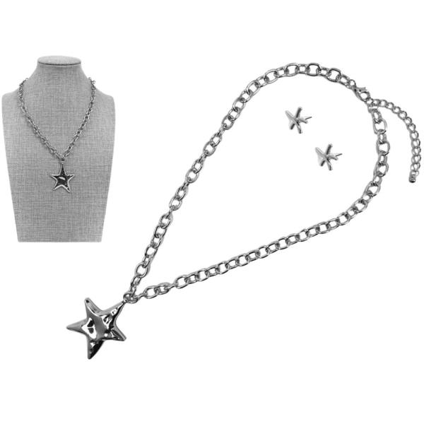 STAR SHAPE PENDANT NECKLACE EARRING SET
