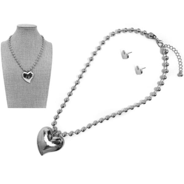 HEART W/ BALL CHAIN NECKLACE