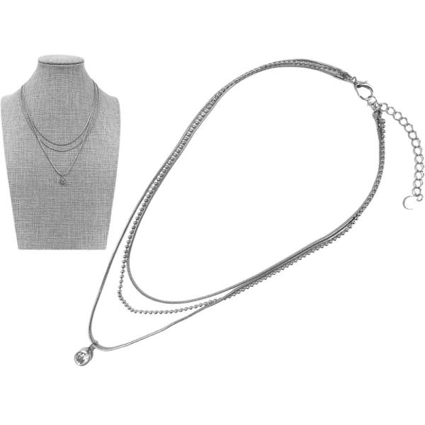 LAYERED W/ STONE PENDANT NECKLACE