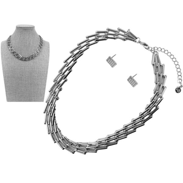 METAL NECKLACE EARRING SET