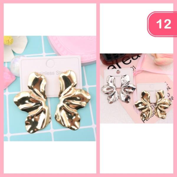 METAL HALF FLOWER POST EARRINGS (12 UNITS)