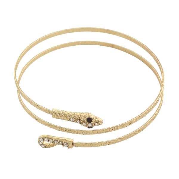 SDJ SPIRAL TEXTURED CRYSTAL ACCENT SNAKE ARM CUFF BRACELET