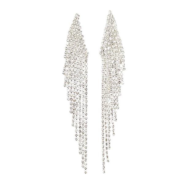 RHINESTONE FRINGE TASSEL DANGLE EARRING