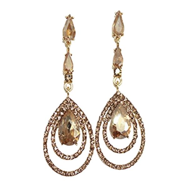 RHINESTONE MULTI OVAL TEARDROP DROP EARRING