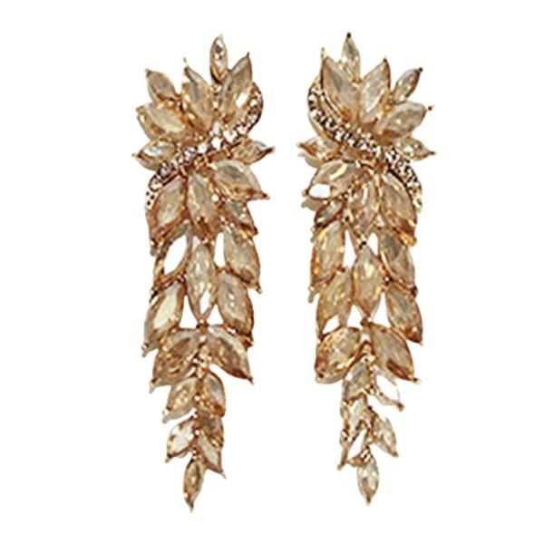 RHINESTONE LEAF CLUSTER LINEAR EARRING
