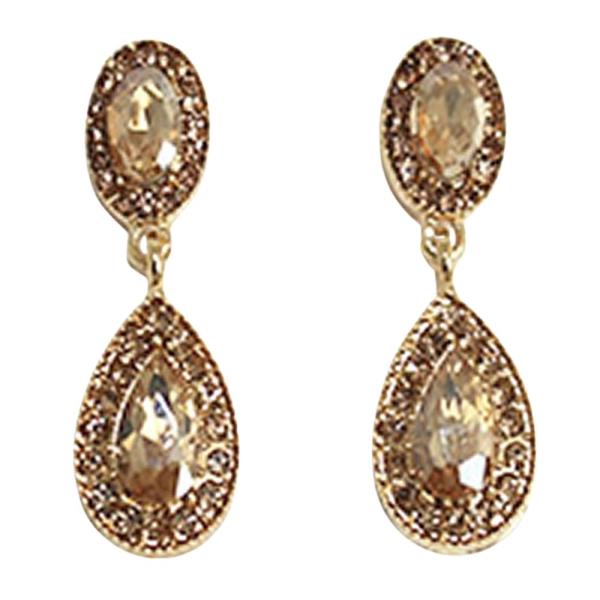 RHINESTONE OVAL TEARDROP DROP EARRING