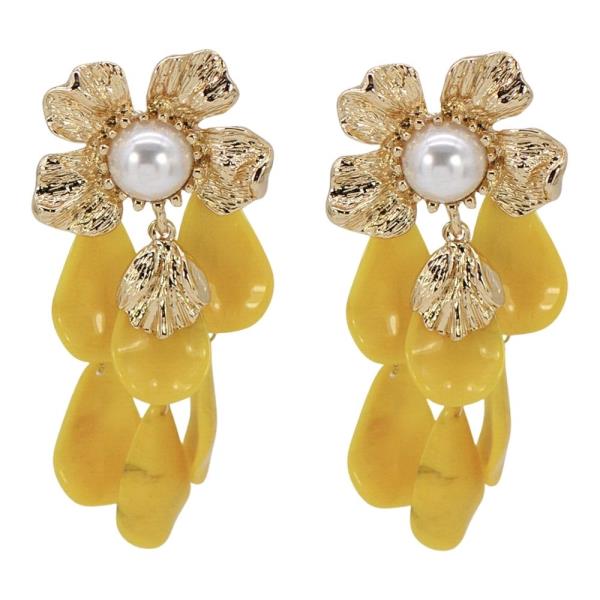 METAL FLOWER DROP EARRING