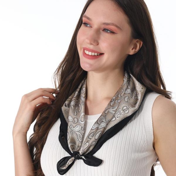 VINTAGE PAISLEY SATIN SMALL SQUARE SCARF WOMEN MULTI-USE NECK BANDANA
