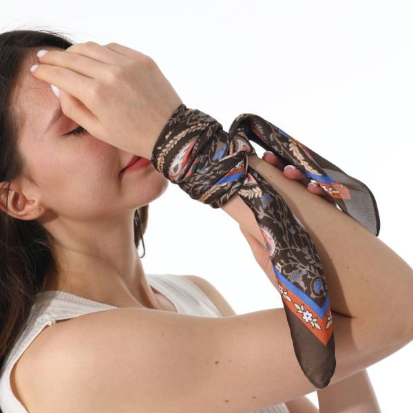 WOMEN VINTAGE PAISLEY SATIN SQUARE SCARF MULTI-USE NECK BANDANA HAIR TIE