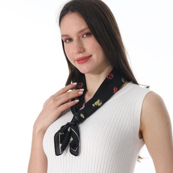 WOMEN FLORAL PRINT SATIN SMALL SQUARE SCARF MULTI-USE NECK BANDANA HEAD TIE