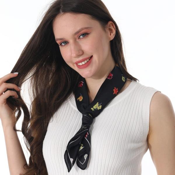 WOMEN FLORAL PRINT SATIN SMALL SQUARE SCARF MULTI-USE NECK BANDANA HEAD TIE