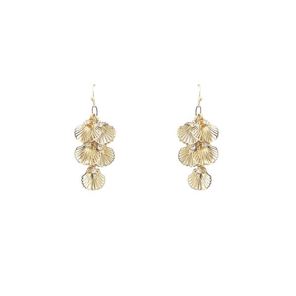 METAL DISC CLUSTER DANGLE EARRING