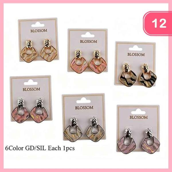 MULTI COLORED DANGLE EARRINGS (12 UNITS)