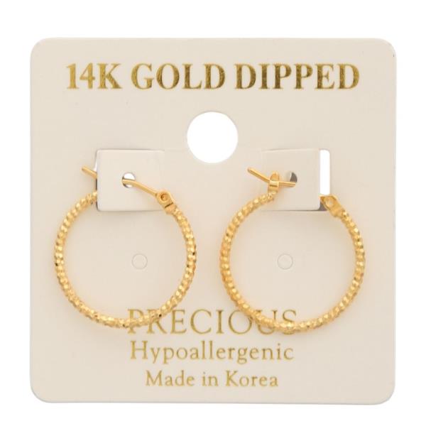 14K GOLD DIPPED TEXTURED HOOP EARRING