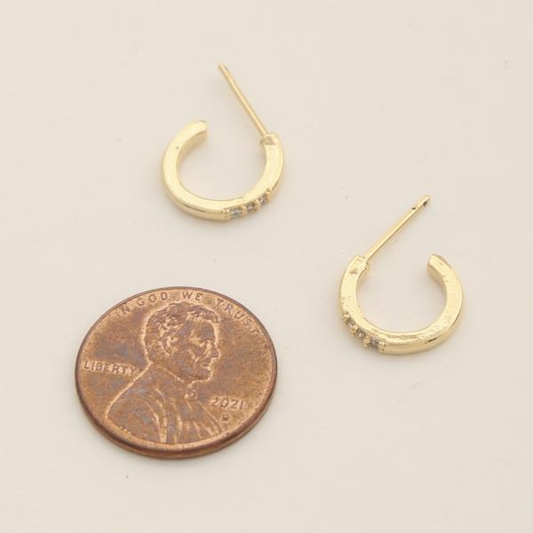 14K GOLD DIPPED CZ SPARKLING PAVE HOOP EARRING