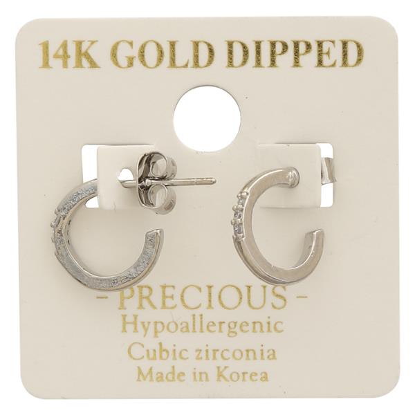 14K GOLD DIPPED CZ SPARKLING PAVE HOOP EARRING